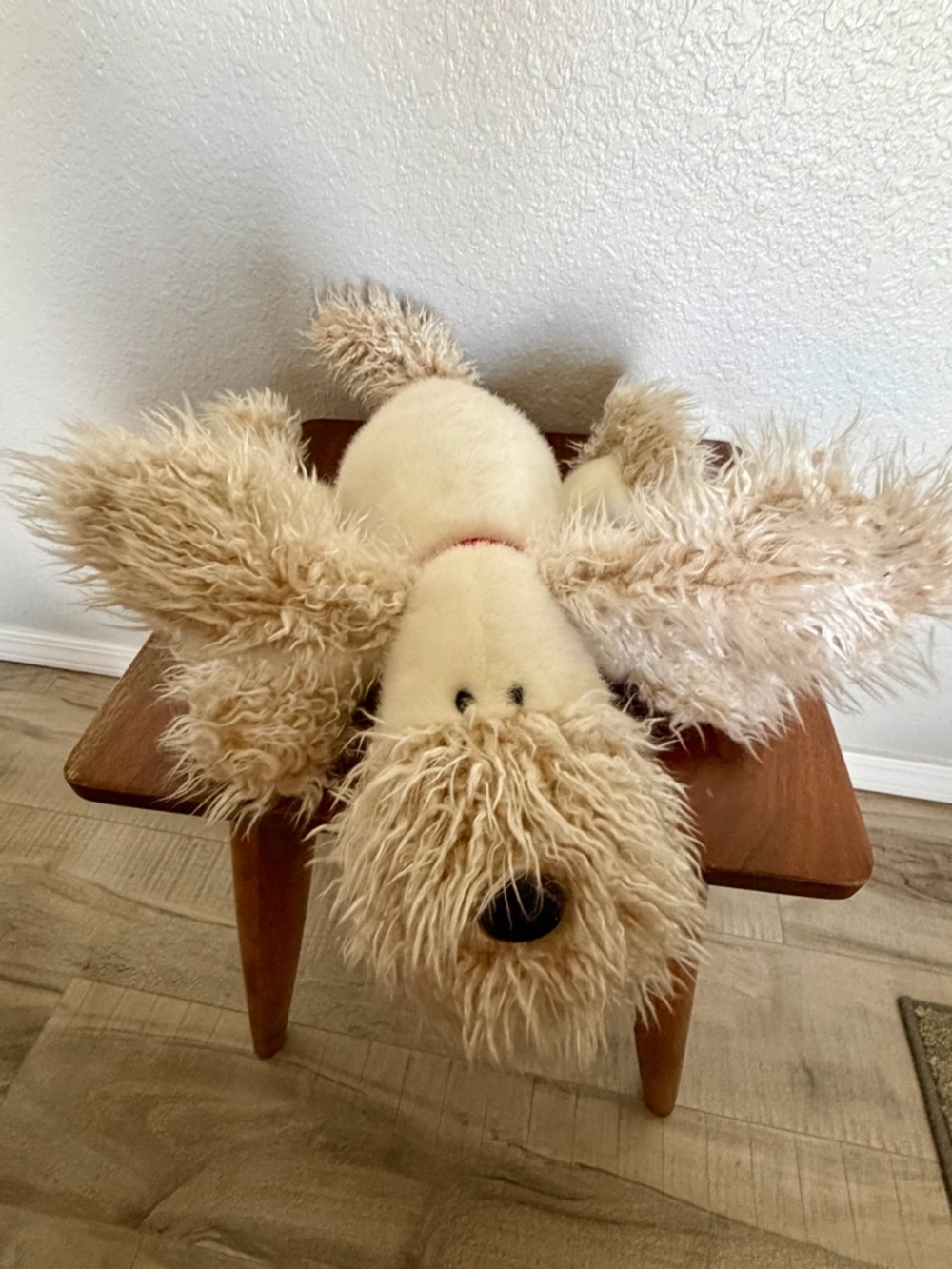 Vtg Hallmark Love Struck Puppy Plush Dog Shaggy Cream Posable Ears Red Collar